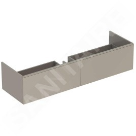 Geberit Xeno 2 - Meuble sous lavabo Varicor 1400 mm avec luminaire LED, 2 tiroirs, greige 500.346.00.1