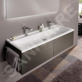 Geberit Xeno 2 - Meuble sous lavabo Varicor 1400 mm avec luminaire LED, 2 tiroirs, gris 500.348.43.1