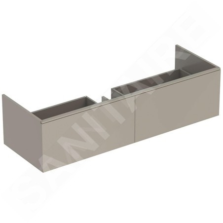 Geberit Xeno 2 - Meuble sous lavabo Varicor 1400 mm avec luminaire LED, 2 tiroirs, greige 500.348.00.1