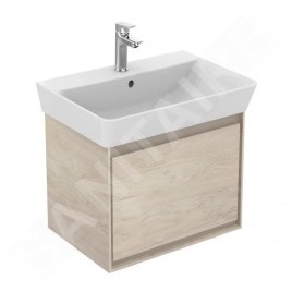 Ideal Standard Connect Air - Petite armoire sous lavabo Cube 550 mm, 480x409x400 mm, décor : bois clair/brun clair mat E0844UK