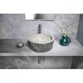 Sapho Priori - Lavabo pour plan de travail, diamètre 41 cm, sans trop-plein, gris PI035
