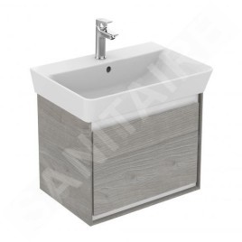 Ideal Standard Connect Air - Petite armoire sous lavabo Cube 550 mm, 480x409x400 mm, décor : chêne gris/blanc mat E0844PS
