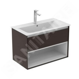 Ideal Standard Connect Air - Petite armoire sous lavabo, 800x440x517 mm, brun mat/blanc mat E0827VY