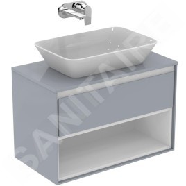 Ideal Standard Connect Air - Petite armoire sous lavabo, 800x440x517 mm, gris clair brillant/blanc mat E0827EQ