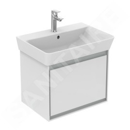 Ideal Standard Connect Air - Petite armoire sous lavabo Cube 550 mm, 480x409x400 mm, blanc brillant/gris clair mat E0844KN