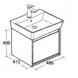 Ideal Standard Connect Air - Petite armoire sous lavabo Cube 550 mm, 480x409x400 mm, blanc brillant/gris clair mat E0844KN