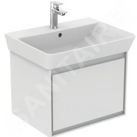 Ideal Standard Connect Air - Petite armoire sous lavabo Cube 600 mm, 530x409x400 mm, blanc brillant/gris clair mat E0846KN