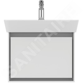 Ideal Standard Connect Air - Petite armoire sous lavabo Cube 600 mm, 530x409x400 mm, blanc brillant/gris clair mat E0846KN