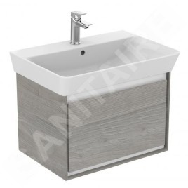 Ideal Standard Connect Air - Petite armoire sous lavabo Cube 650 mm, 580x409x400 mm, décor : chêne gris/blanc mat E0847PS