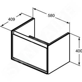 Ideal Standard Connect Air - Petite armoire sous lavabo Cube 650 mm, 580x409x400 mm, gris clair brillant/blanc mat E0847EQ