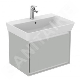 Ideal Standard Connect Air - Petite armoire sous lavabo Cube 600 mm, 530x409x400 mm, gris clair brillant/blanc mat E0846EQ