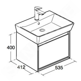 Ideal Standard Connect Air - Petite armoire sous lavabo Cube 600 mm, 530x409x400 mm, décor : chêne gris/blanc mat E0846PS