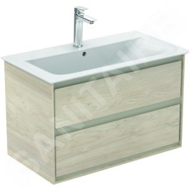 Ideal Standard Connect Air - Petite armoire lavabo 800x440x517 mm, 2 tiroirs, décor : bois clair/brun clair mat E0819UK