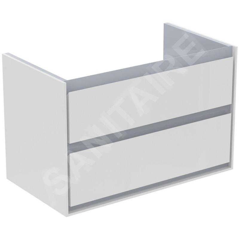 Ideal Standard Connect Air - Petite armoire lavabo 800x440x517 mm, 2 tiroirs, blanc brillant/gris clair mat E0819KN