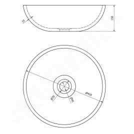 Sapho Priori - Lavabo pour plan de travail, diamètre 41 cm, sans trop-plein, cuivre/bleu PI037