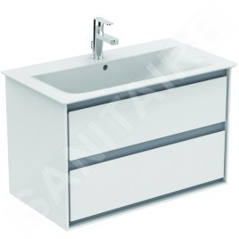 Ideal Standard Connect Air - Petite armoire lavabo 800x440x517 mm, 2 tiroirs, blanc brillant/gris clair mat E0819KN