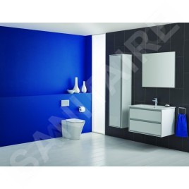 Ideal Standard Connect Air - Petite armoire lavabo 800x440x517 mm, 2 tiroirs, blanc brillant/gris clair mat E0819KN