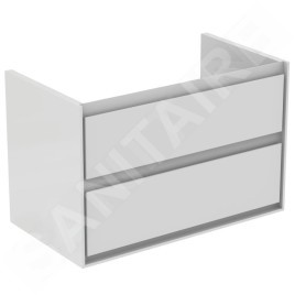 Ideal Standard Connect Air - Petite armoire lavabo 800x440x517 mm, 2 tiroirs, blanc brillant/blanc mat E0819B2