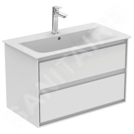 Ideal Standard Connect Air - Petite armoire lavabo 800x440x517 mm, 2 tiroirs, blanc brillant/blanc mat E0819B2
