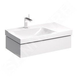 Geberit Xeno 2 - Meuble sous lavabo 900 mm avec plage de dépose, tiroir avec luminaire LED, blanc poli 500.513.01.1