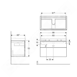 Geberit Xeno 2 - Meuble sous lavabo 900 mm, tiroir avec luminaire LED, blanc poli 500.509.01.1