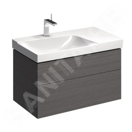 Geberit Xeno 2 - Meuble sous lavabo 900 mm avec plage de dépose, tiroir avec luminaire LED, gris 500.515.43.1