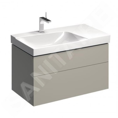 Geberit Xeno 2 - Meuble sous lavabo 900 mm avec plage de dépose, tiroir avec luminaire LED, greige 500.515.00.1