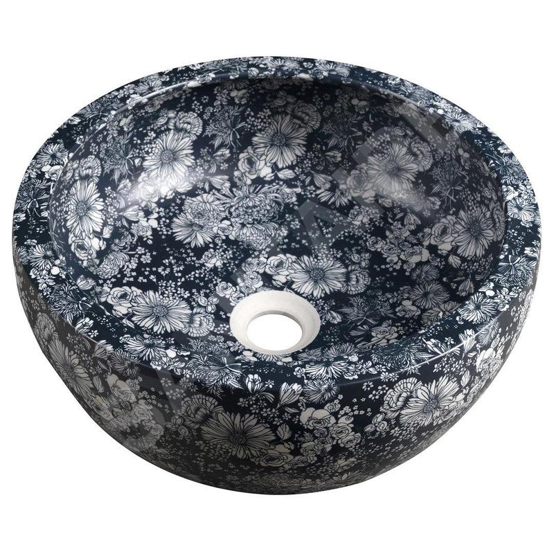 Sapho Priori - Lavabo pour plan de travail, diamètre 41 cm, sans trop-plein, bleu PI038 Sapho Priori - Lavabo pour plan de travail, diamètre 41 cm, sans trop-plein, bleu PI038