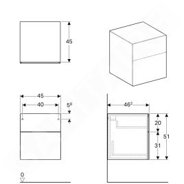 Geberit Xeno 2 - Meuble latéral 450x510 mm avec tiroirs, blanc poli 500.504.01.1