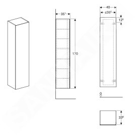 Geberit Xeno 2 - Petite armoire haute 1.700x400 mm, miroir intérieur, gris 500.503.43.1