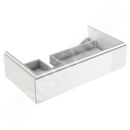 Geberit Xeno 2 - Meuble sous lavabo 900 mm, tiroir avec luminaire LED, blanc poli 500.508.01.1