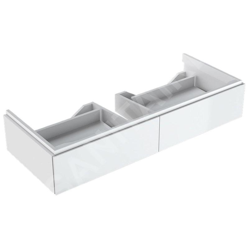 Geberit Xeno 2 - Meuble sous lavabo 1200 mm avec luminaire LED, 2 tiroirs, blanc poli 500.517.01.1