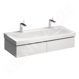 Geberit Xeno 2 - Meuble sous lavabo 1200 mm avec luminaire LED, 2 tiroirs, blanc poli 500.517.01.1