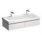 Geberit Xeno 2 - Meuble sous lavabo 1200 mm avec luminaire LED, 2 tiroirs, blanc poli 500.517.01.1