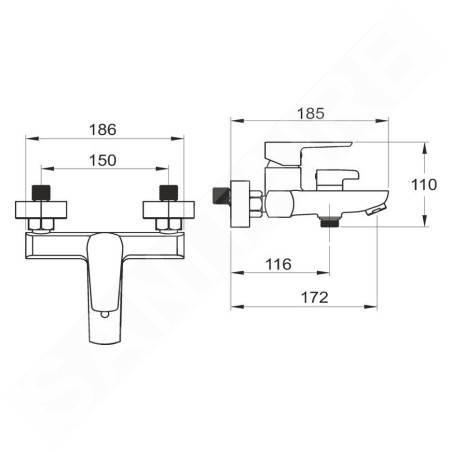 Novaservis Metalia 58 - Robinet de baignoire avec accessoires, noir 58020,5