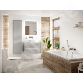Ideal Standard Connect Air - Petite armoire haute 400x300x1.600 mm, gris clair brillant/blanc mat E0832EQ