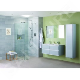 Ideal Standard Connect Air - Petite armoire haute 400x300x1.600 mm, gris clair brillant/blanc mat E0832EQ