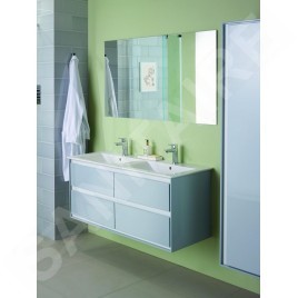 Ideal Standard Connect Air - Petite armoire haute 400x300x1.600 mm, blanc brillant/gris clair mat E0832KN