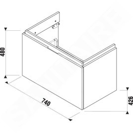 Jika Cubito Pure - Meuble lavabo 740x480x426 mm, 1 tiroir, blanc H40J4253015001