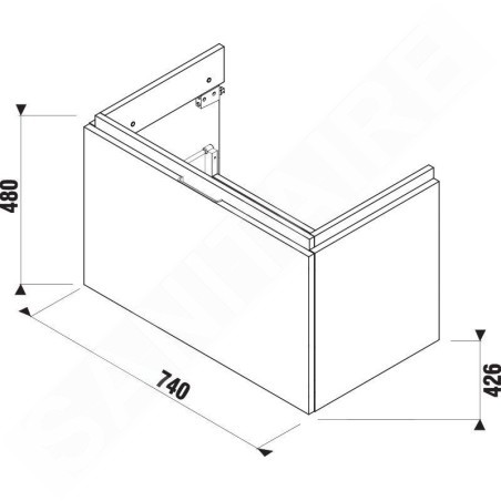 Jika Cubito Pure - Meuble lavabo 740x480x426 mm, 1 tiroir, blanc H40J4253015001