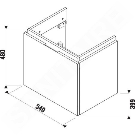 Jika Cubito - Meuble lavabo 540x480x399 mm, 1 tiroir, blanc H40J4223015001