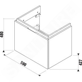 Jika Cubito - Meuble lavabo 590x480x427 mm, 1 tiroir, chêne H40J4233015191