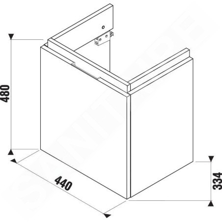 Jika Cubito - Meuble lavabo 440x480 mm, 1 tiroir, blanc H40J4213015001