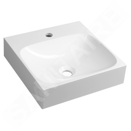 Sapho Lavabos - Lave-main 40x40 mm, sans trop-plein, trou pour robinet, blanc EN040