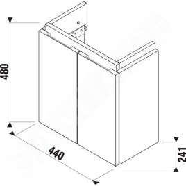 Jika Cubito - Meuble lavabo 440x480 mm, 2 portes, blanc H40J4202005001