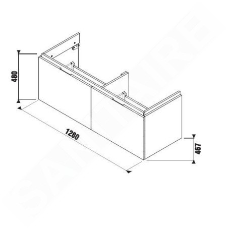 Jika Cubito - Meuble sous lavabo double 1280x480 mm, blanc H40J4274015001