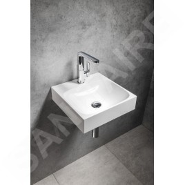 Sapho Lavabos - Lave-main 40x40 mm, sans trop-plein, trou pour robinet, blanc EN040