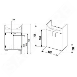Jika Lyra - Meuble pour lavabo 502x292x708 mm, blanc H4519524323001