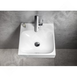 Sapho Lavabos - Lave-main 40x40 mm, sans trop-plein, trou pour robinet, blanc EN040