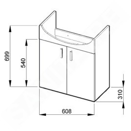 Jika Lyra - Meuble avec lavabo, 608x310x699 mm, blanc H4519614323001